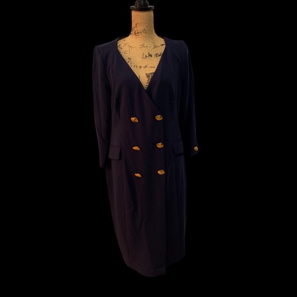 NWT Donna Karan Navy Coat Dress 12 KA4C12A0 - Picture 4 of 7